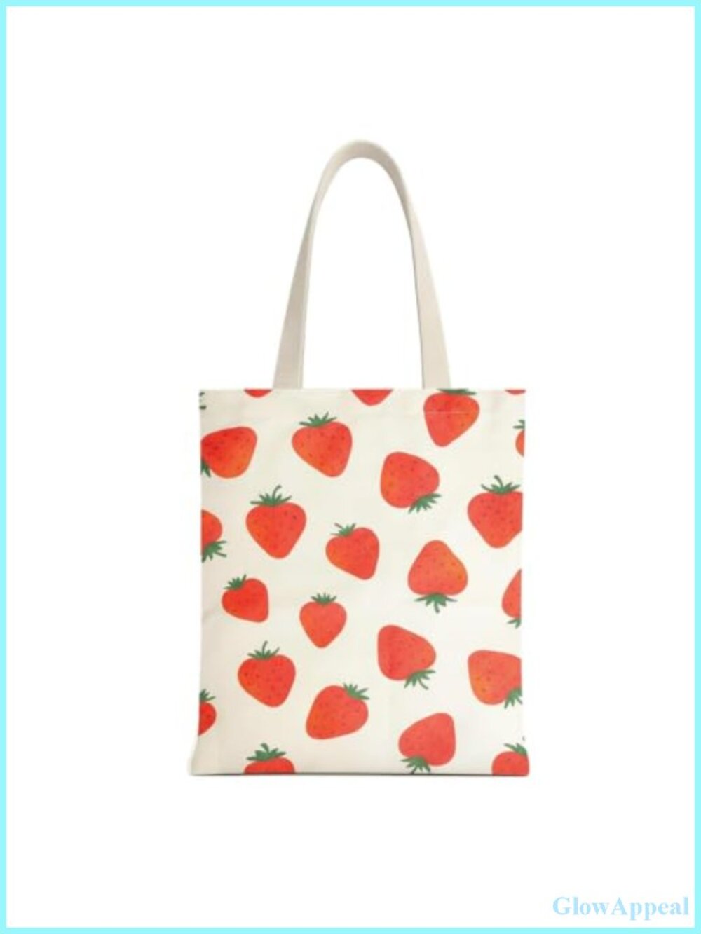 MOLOVA Canvas Tote Bag Zipper Pocket Magnetic Snap Strawberry